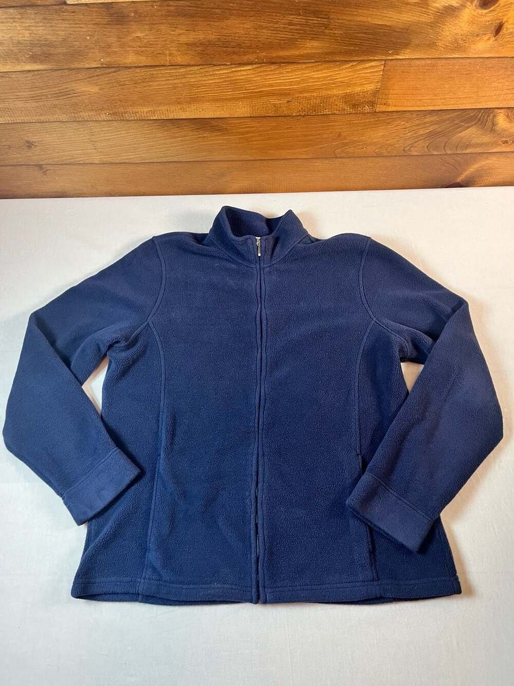 LL Bean Full Zip Fleece Jacket Size Large Blue